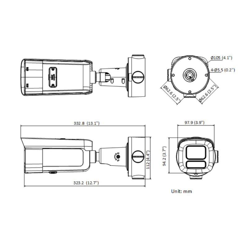 ابعاد دوربین مداربسته هایک ویژن DS-2CD2683G2-LIZS2U