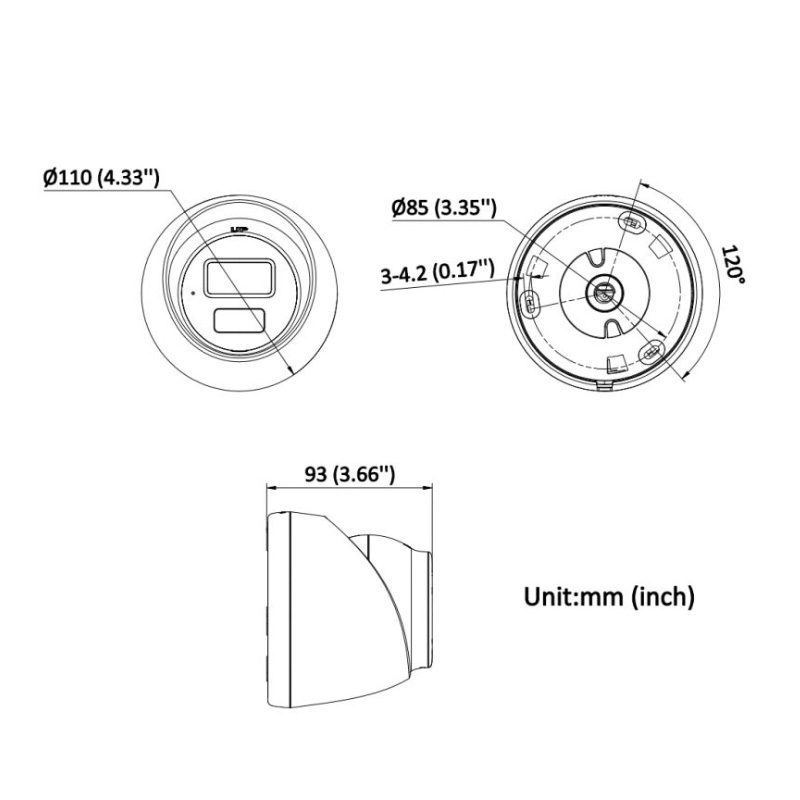 ابعاد دوربین تحت شبکه هایک ویژن DS-2CD1347G2H-LIU
