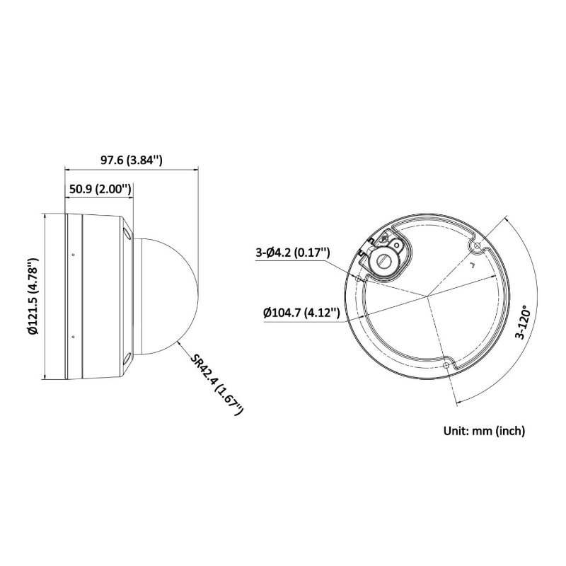 ابعاد دوربین تحت شبکه هایک ویژن DS-2CD1147G2H-LIUF