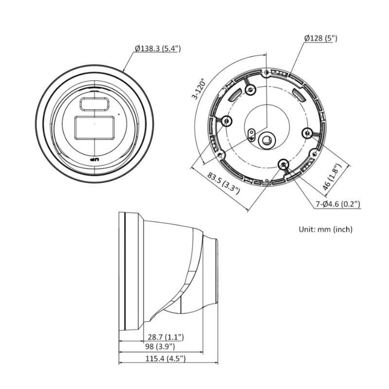 ابعاد دوربین مداربسته هایک ویژن مدل DS-2CD2327G2-L