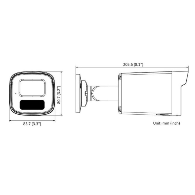 ابعاد دوربین مداربسته هایک ویژن DS-2CD1T43G2-LIU