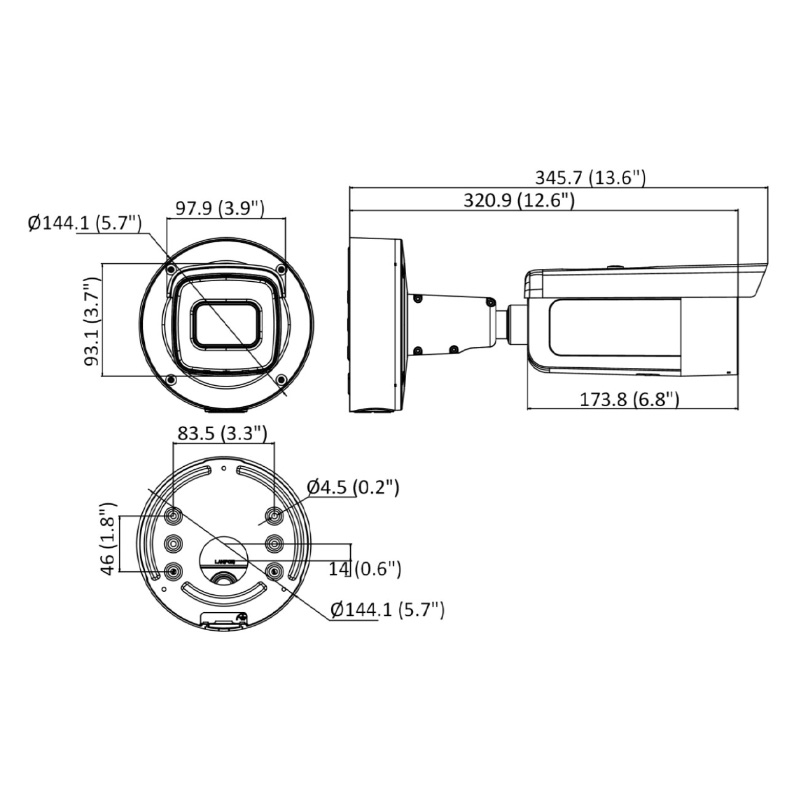ابعاد دوربین مداربسته هایک ویژن DS-2CD2646G2-IZS