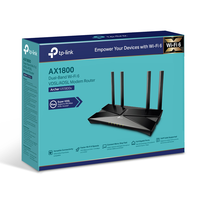 جعبه روتر بیسیم تی پی لینک مدل Archer VX1800v