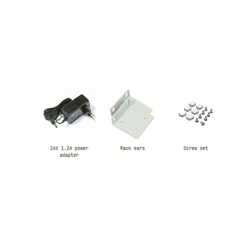 محتویات جعبه روتر سوئیچ 24 پورت میکروتیک مدل CRS326-24G-2S+RM