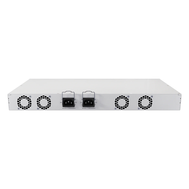 نمای پشت سوئیچ شبکه 18 پورت میکروتیک مدل CRS418-8P-8G-2S-RM
