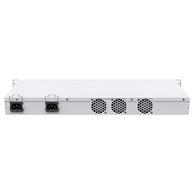 نمای پشت سوئیچ شبکه 26 پورت میکروتیک مدل CRS326-24S-2Q-RM
