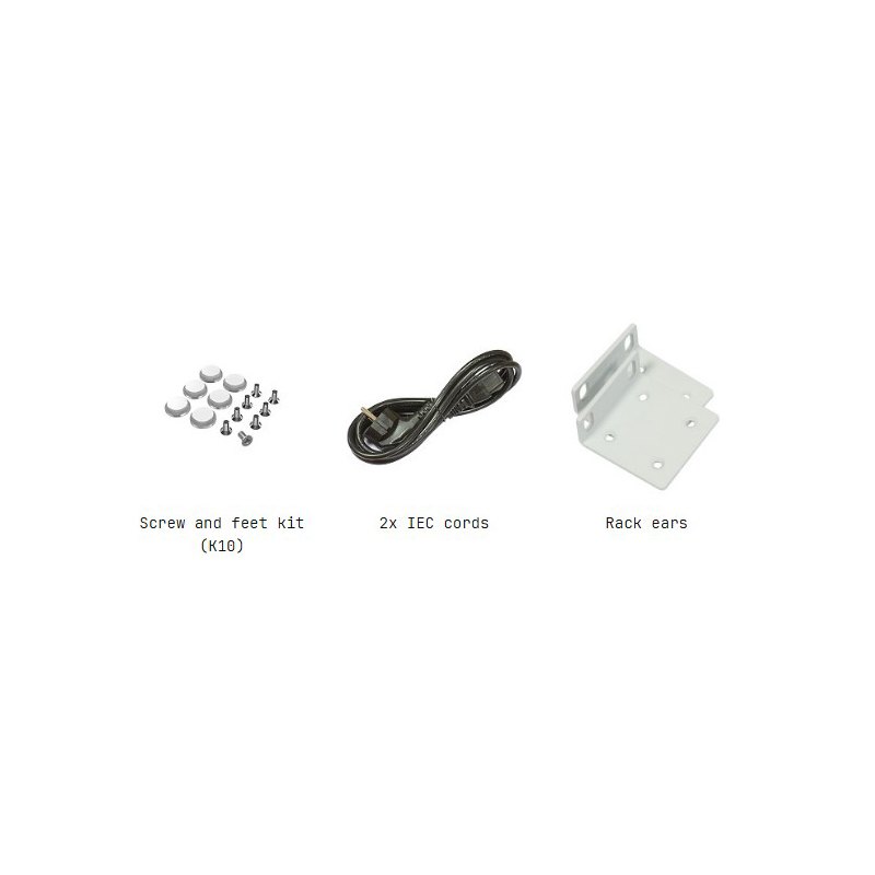 محتویات جعبه سوئیچ شبکه 26 پورت میکروتیک مدل CRS326-24S-2Q-RM