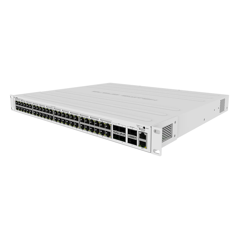 سوئیچ شبکه 54 پورت میکروتیک مدل CRS354-48P-4S-2Q-RM